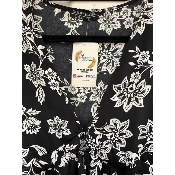 Shop Basic USA Floral V-Neck Maxi Dress - Women's Large - NWOT - Picture 3 of 9